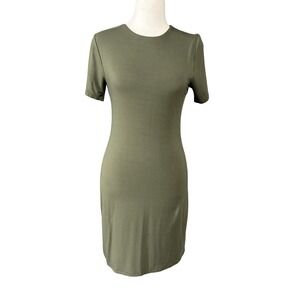 Good American Dress Womens Medium Olive Green T-Shirt Bodycon Stretch Soft Knit